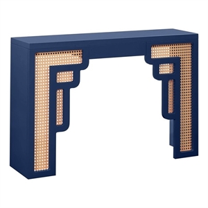 Suzie Navy & Rattan Console Table