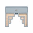 Suzie Pastel Blue & Rattan Nightstand