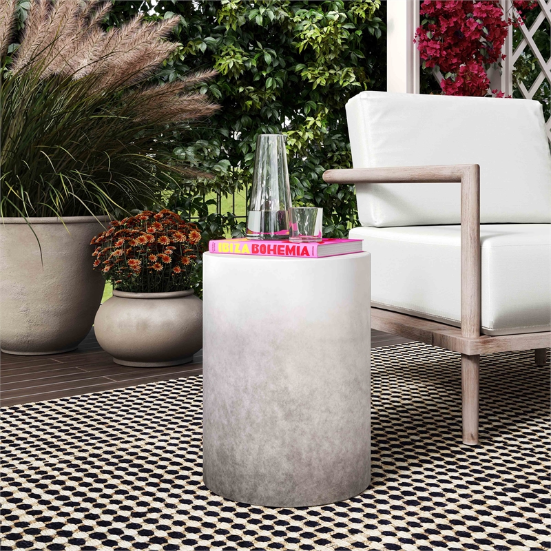 Sarana Gray Ombre Concrete Round Stool