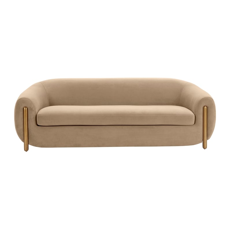 Lina Cafe Au Lait Brown Velvet Sofa by Inspire Me Home Decor