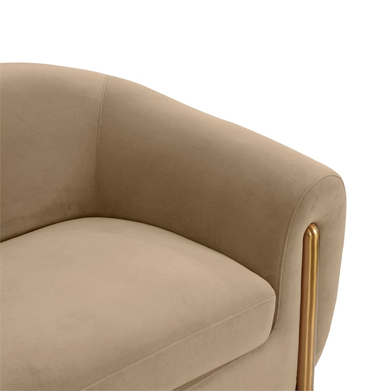 Lina Cafe Au Lait Brown Velvet Sofa by Inspire Me Home Decor