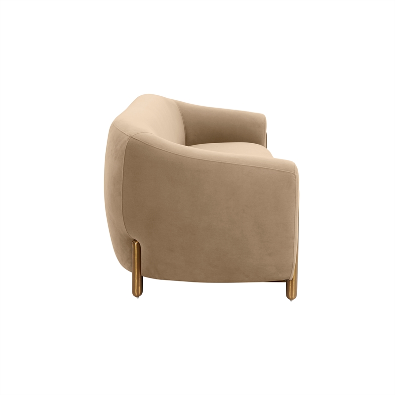 Lina Cafe Au Lait Brown Velvet Sofa by Inspire Me Home Decor