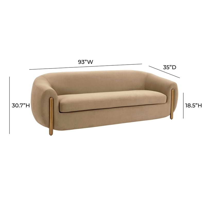 Lina Cafe Au Lait Brown Velvet Sofa by Inspire Me Home Decor