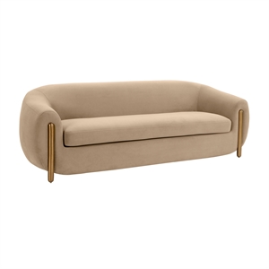 Lina Cafe Au Lait Brown Velvet Sofa by Inspire Me Home Decor