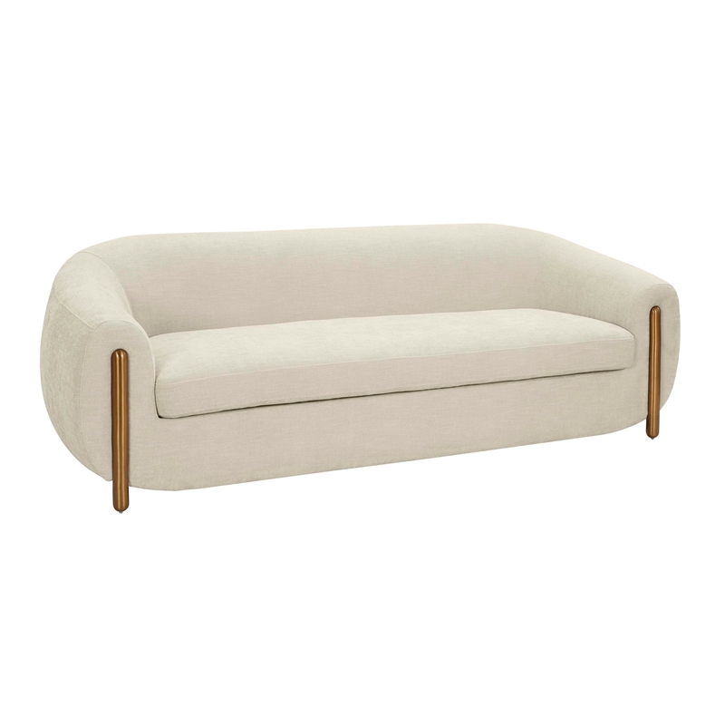 Lina Cream Textured Linen Sofa by Inspire Me Home Decor