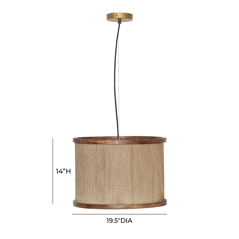 Mariana Natural Mango Wood and Jute Pendant Lamp