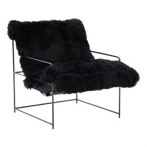 Kimi Black Genuine Sheepskin Chair