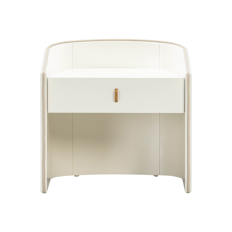 TOV Furniture Collins 1-Drawer Transitional Wood Nightstand in Cream/Blue