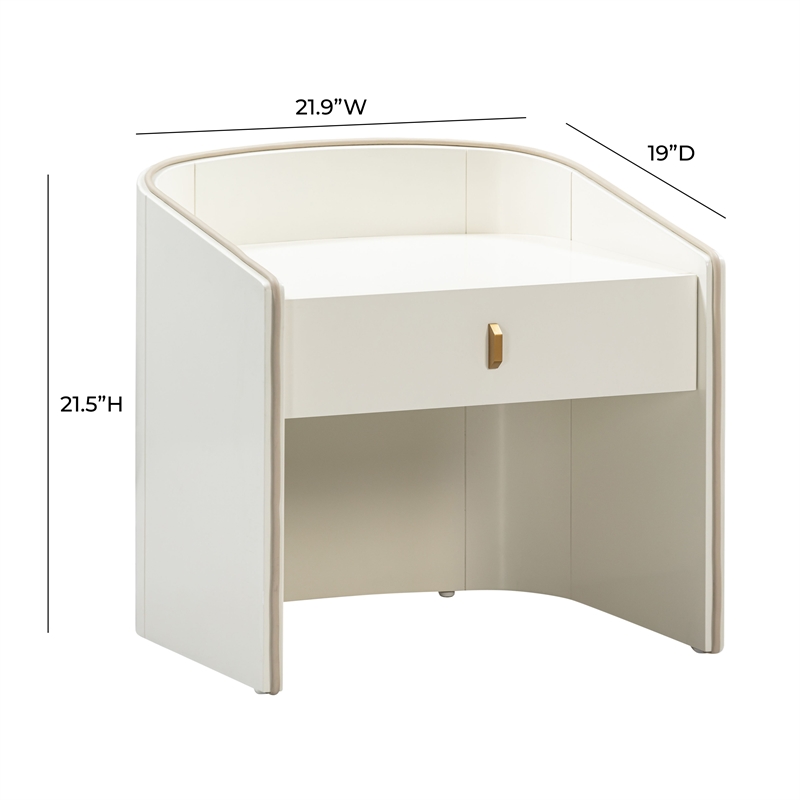 TOV Furniture Collins 1-Drawer Transitional Wood Nightstand in Cream/Blue
