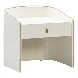 TOV Furniture Collins 1-Drawer Transitional Wood Nightstand in Cream/Blue