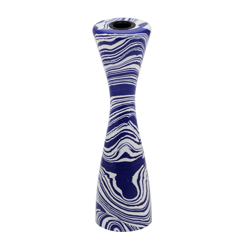 TOV Furniture Serene Contemporary Resin Large Candlestick in Blue/White