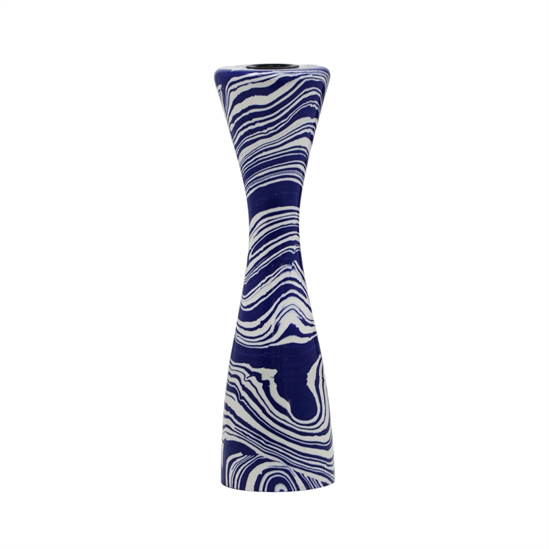 TOV Furniture Serene Contemporary Resin Large Candlestick in Blue/White