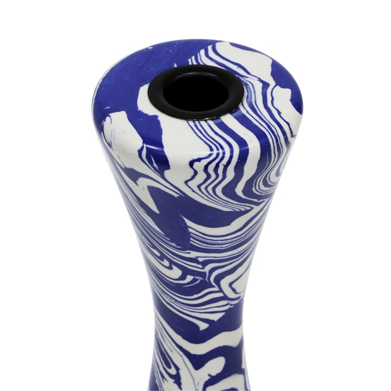 TOV Furniture Serene Contemporary Resin Large Candlestick in Blue/White