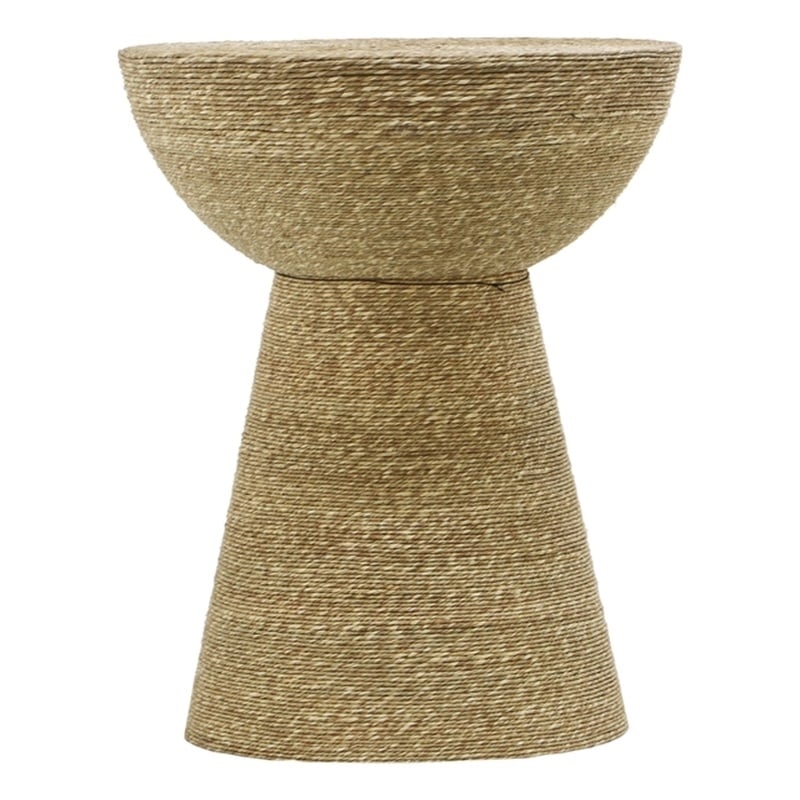 TOV Furniture Wren Transitional Metal & Seagrass Side Table in Natural