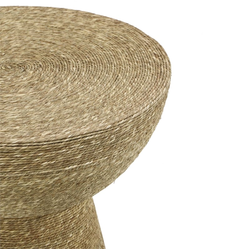 TOV Furniture Wren Transitional Metal & Seagrass Side Table in Natural