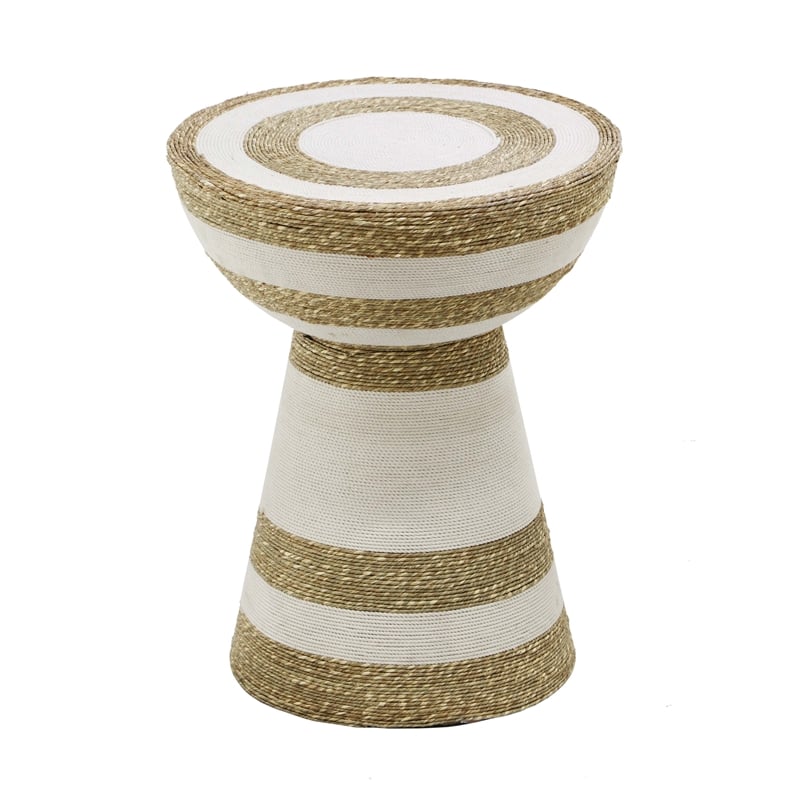 TOV Furniture Wren Transitional Metal & Grass Side Table in Natural