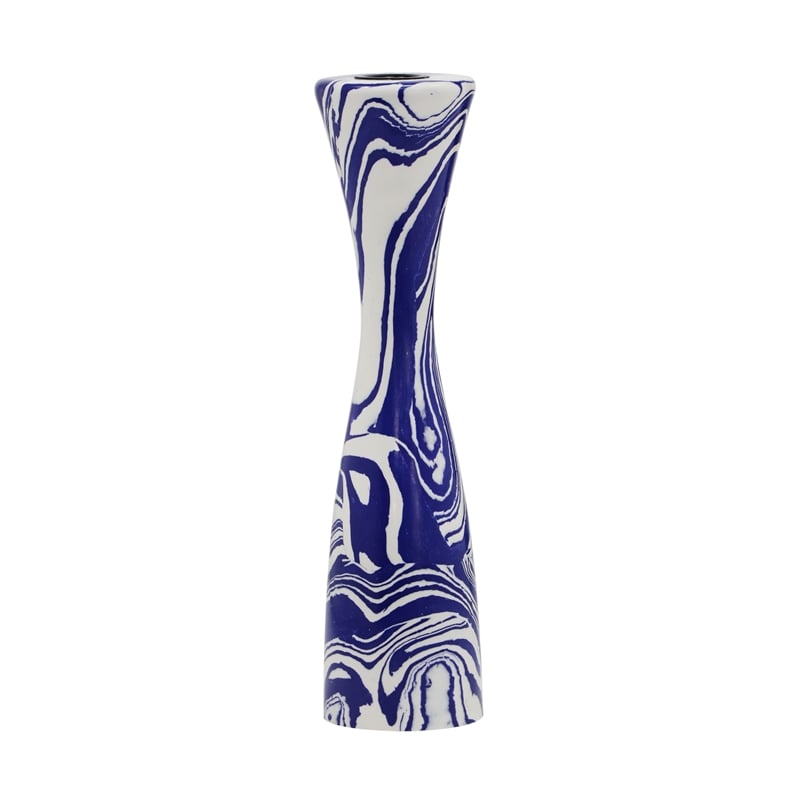TOV Furniture Serene Contemporary Resin Small Candlestick in Blue/White