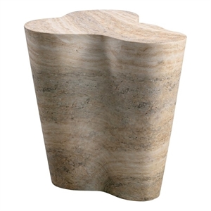 Slab Tan Faux Travertine Tall Side Table