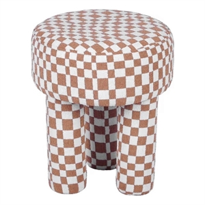 Claire Brown Checkered Boucle Stool