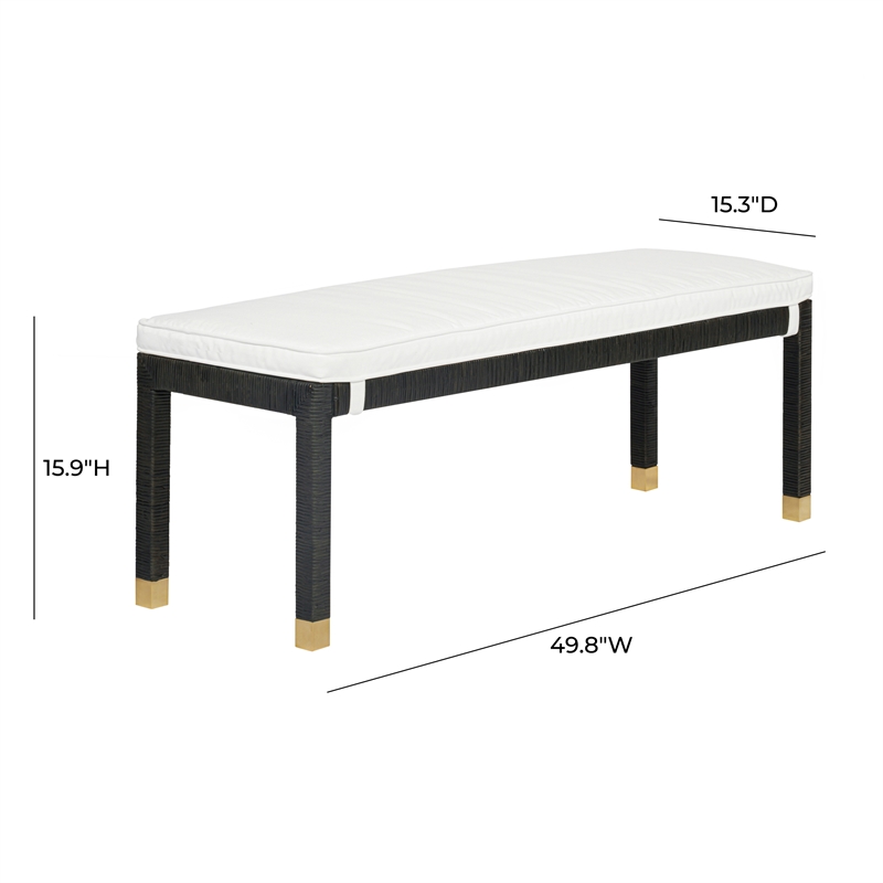 Amara Charcoal Woven Rattan Bench
