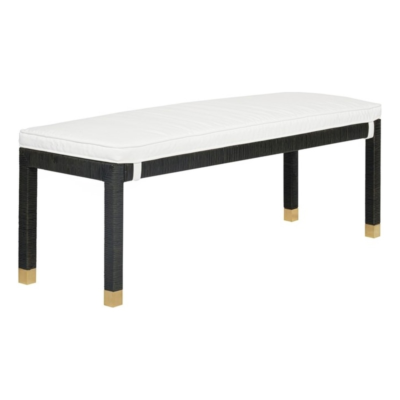 Amara Charcoal Woven Rattan Bench