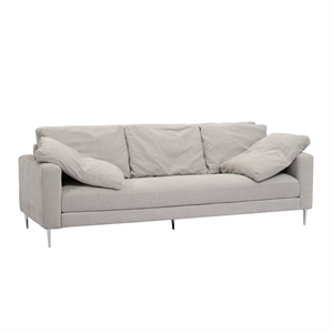 Vari Light Grey Textured Velvet Lounge Sofa