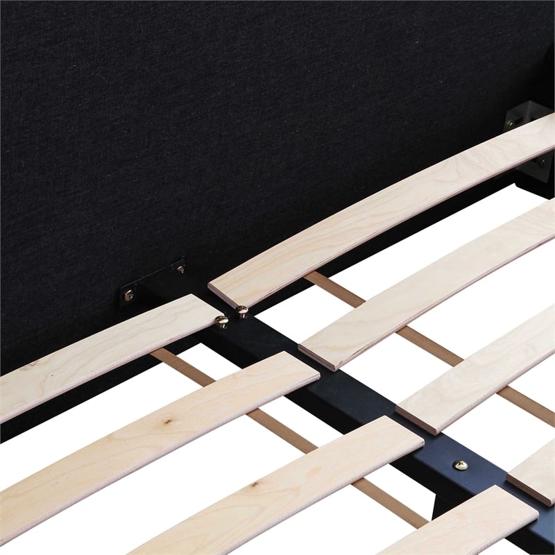 TOV Furniture Olafur Modern Linen Fabric Queen Size Bed in Black