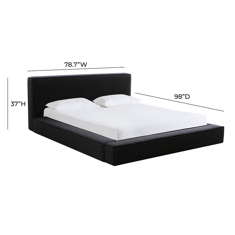 TOV Furniture Olafur Modern Linen Fabric Queen Size Bed in Black