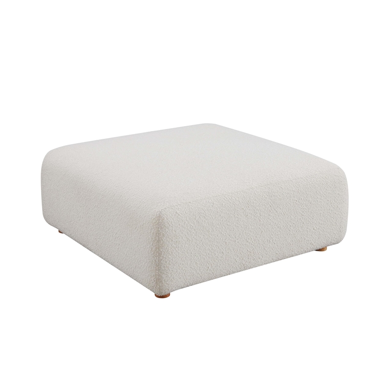 Hangover Cream Upholstered Ottoman