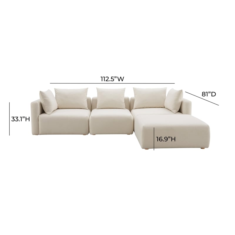 Hangover Cream Linen 4-Piece Modular Sectional