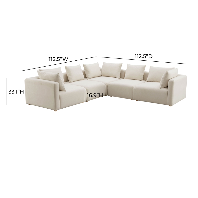 Hangover Cream Linen 5-Piece Modular L-Sectional