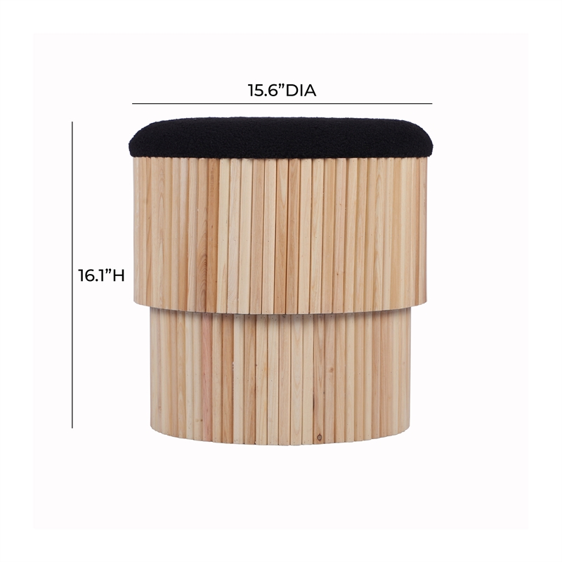 TOV Furniture Sagano Upholstered Fabric & MDF Storage Ottoman in Black