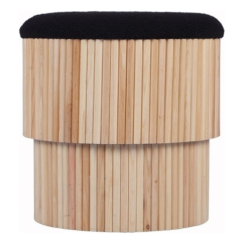 TOV Furniture Sagano Upholstered Fabric & MDF Storage Ottoman in Black