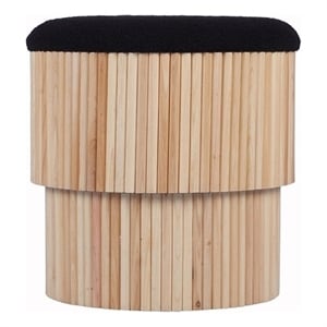 TOV Furniture Sagano Upholstered Fabric & MDF Storage Ottoman in Black