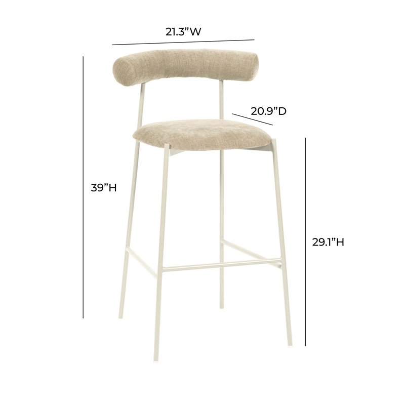 TOV Furniture Liliana Upholstered Velvet Bar Stool in Taupe
