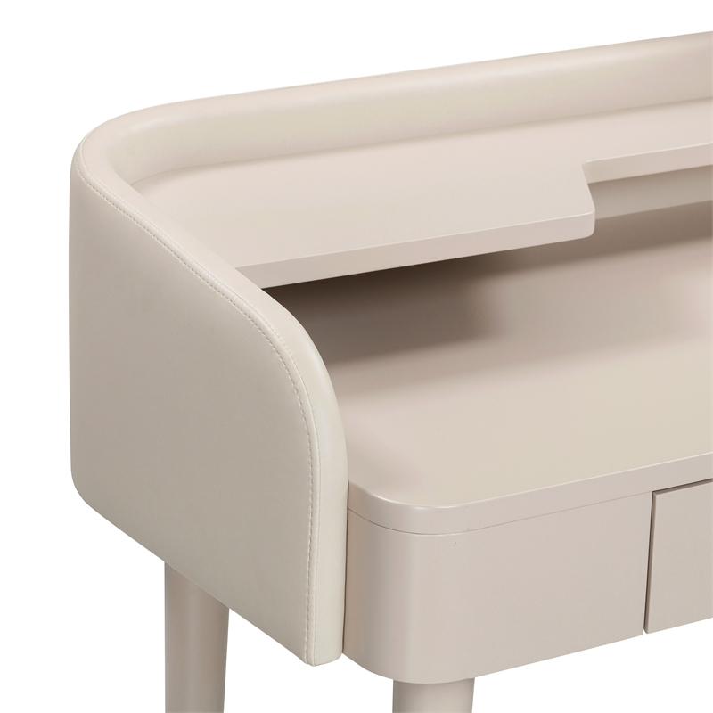 TOV Furniture Penelope Vegan Leather & Wood Vanity Desk in Taupe