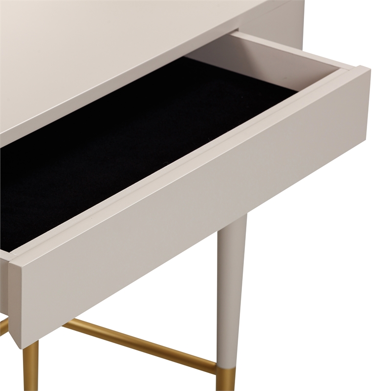 TOV Furniture Penelope Vegan Leather & Wood Vanity Desk in Taupe