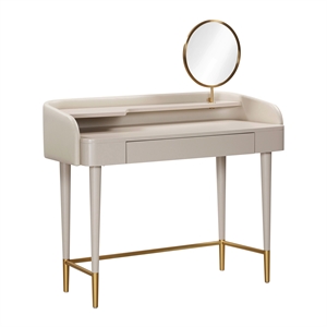 TOV Furniture Penelope Vegan Leather & Wood Vanity Desk in Taupe