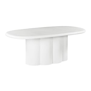 TOV Furniture Elika Oval Faux Plaster & Stone Dining Table in White