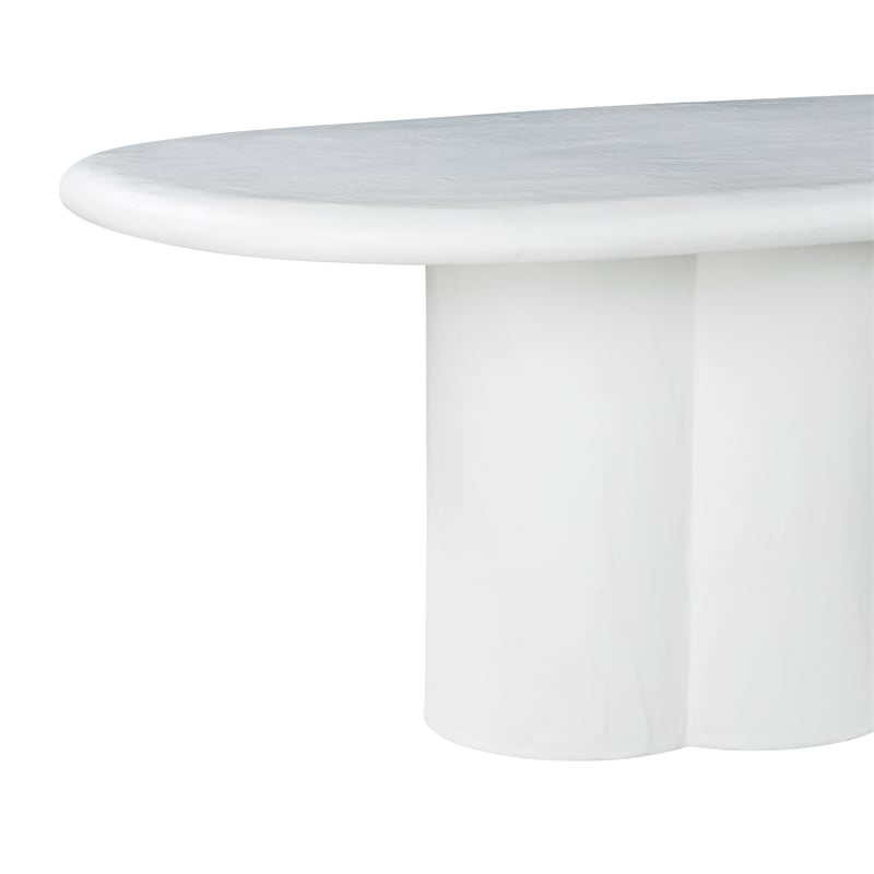 TOV Furniture Elika Oval Faux Plaster & Stone Dining Table in White