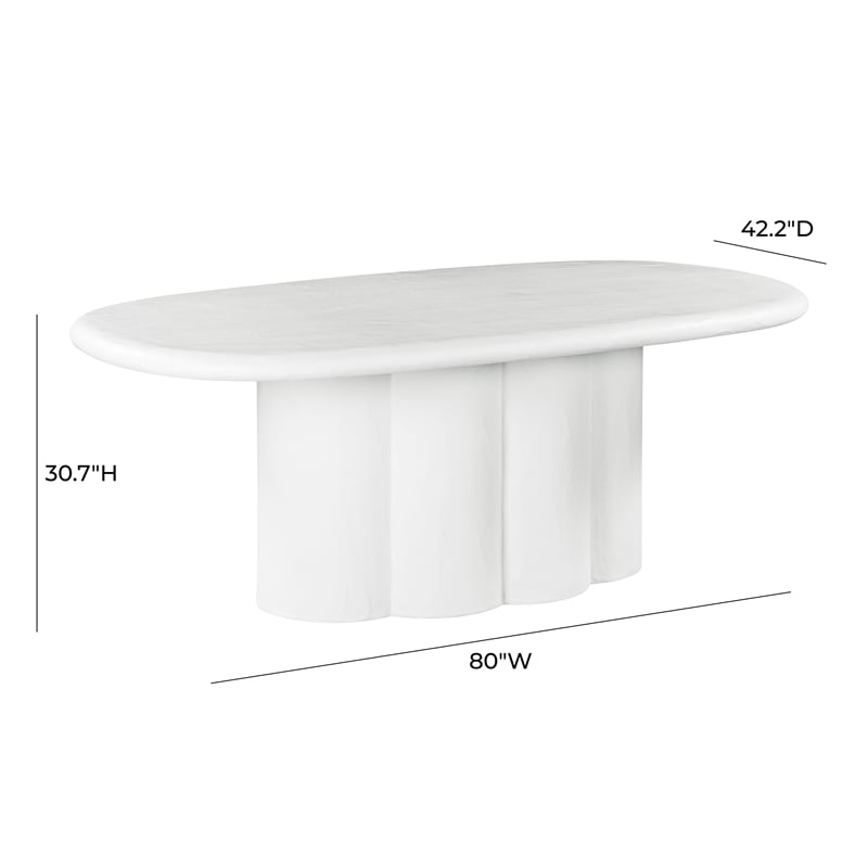 TOV Furniture Elika Oval Faux Plaster & Stone Dining Table in White
