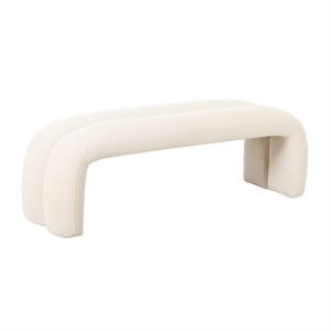TOV Furniture Leigh 18.7&quot Upholstered Velvet Fabric Bench in Cream