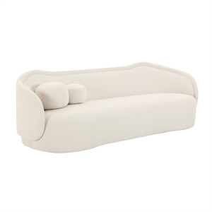 TOV Furniture Circe Upholstered Velvet Sofa with Enveloping Arms in Cream