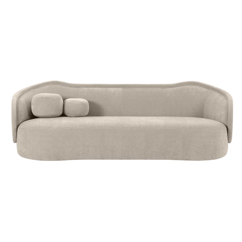 TOV Furniture Circe Upholstered Velvet Sofa with Enveloping Arms in Taupe