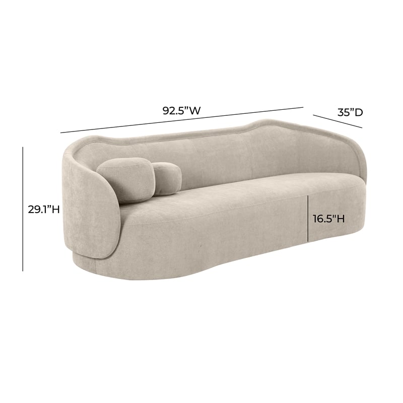TOV Furniture Circe Upholstered Velvet Sofa with Enveloping Arms in Taupe