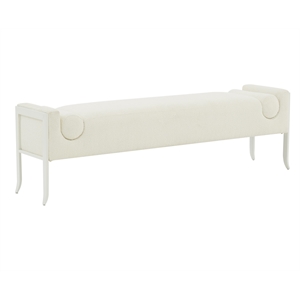 TOV Furniture Ines 19.7&quot Upholstered Fabric & Stainless Steel Bench in Cream