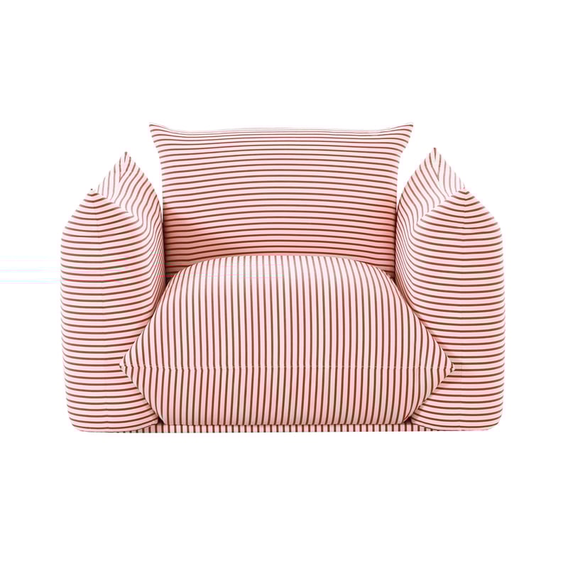 TOV Furniture Saint Tropez Striped Fabric Outdoor Armchair in Pearl and Red