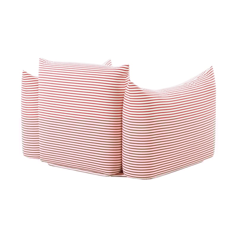 TOV Furniture Saint Tropez Striped Fabric Outdoor Armchair in Pearl and Red