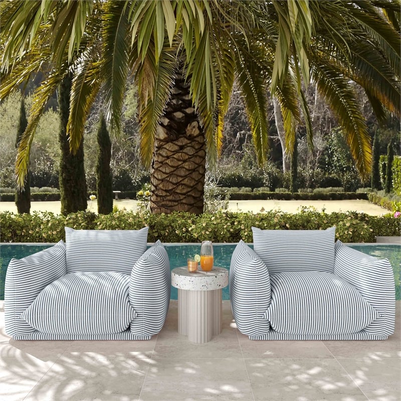 TOV Furniture Saint Tropez Striped Fabric Outdoor Armchair - Thumbnail 2