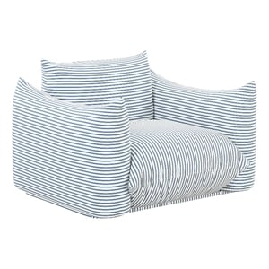 TOV Furniture Saint Tropez Striped Fabric Outdoor Armchair in Pearl and Blue
